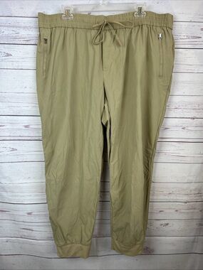 Athleta womens size 1X beige jogger pants drawstring Nylon spandex Pockets